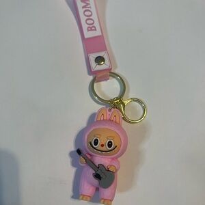 Pink Labubu Bunny Keychain with Guitar